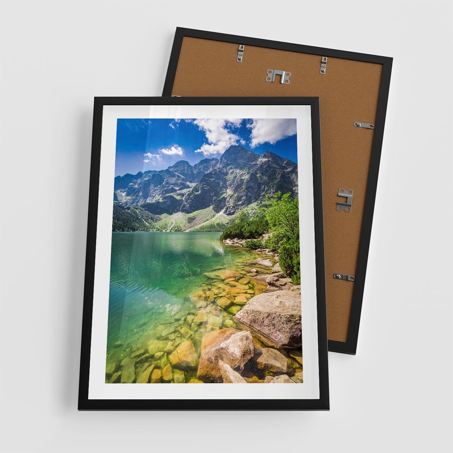 Plakat w ramie 50x70 - Mistyczne Połączenie - jezioro, góry - rama czarna