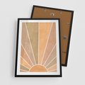 Plakat w ramie 50x70 - Grafika Boho w Odcieniach Pomarańczu - boho słońce, grafika - rama czarna