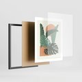 Plakat w ramie 40x50 - Abstrakcyjne Tropiki - liście, rośliny tropikalne w graficznym stylu - rama czarna