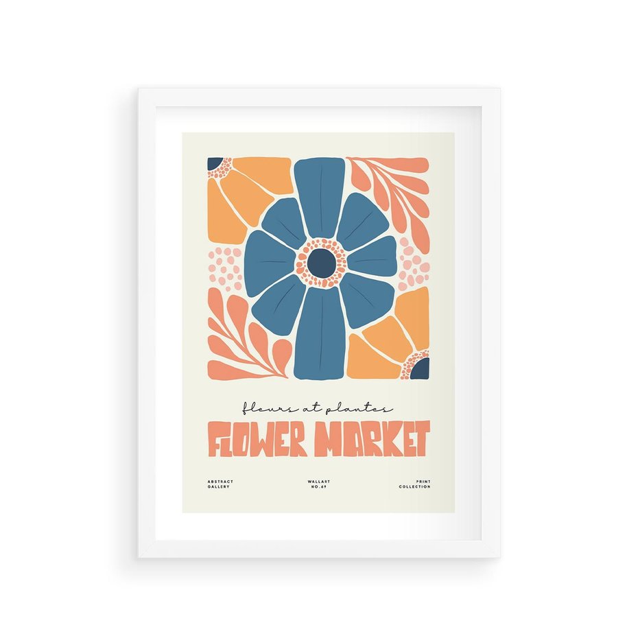 Plakat w ramie 30x40 - Rozbijające Widoki - kwiaty, nowoczesny plakat - rama biała