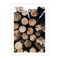 Plakat bez ramy 21x30 - Siła Drewna - ścięte drewno, belki drewna ułożone jedna na drugiej