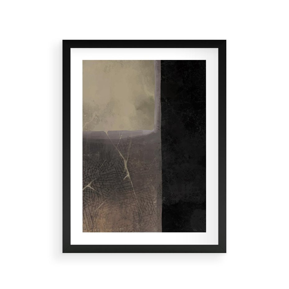 Plakat w ramie 30x40 - Kształty Urywane - mroczny plakat, nowoczesne wnętrza - rama czarna