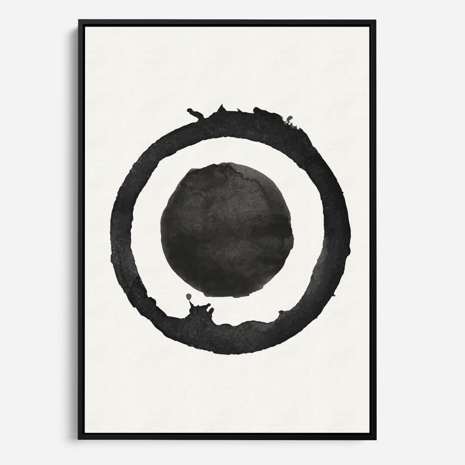 Obraz w ramie 50x70 - Harmonijne Emocje - abstrakcyjne plamy okręgi, akwarelowe - rama czarna