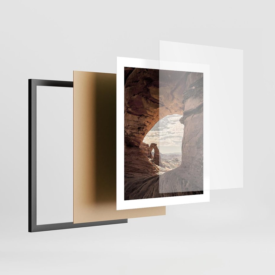 Plakat w ramie 40x50 - Kanionowy Labirynt - pustynia, skały - rama czarna