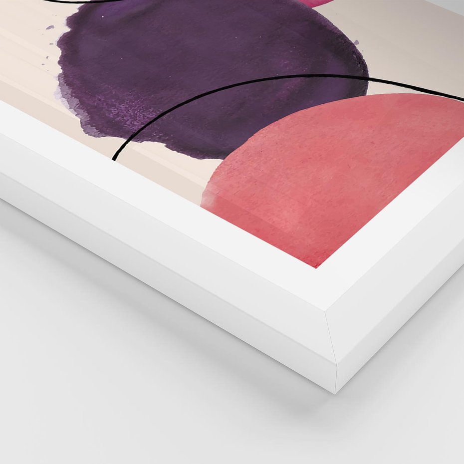 Plakat w ramie 30x40 - Migotliwe Widzenia - abstrakcyjne akwarelowe plamy, nieregularne linie - rama biała