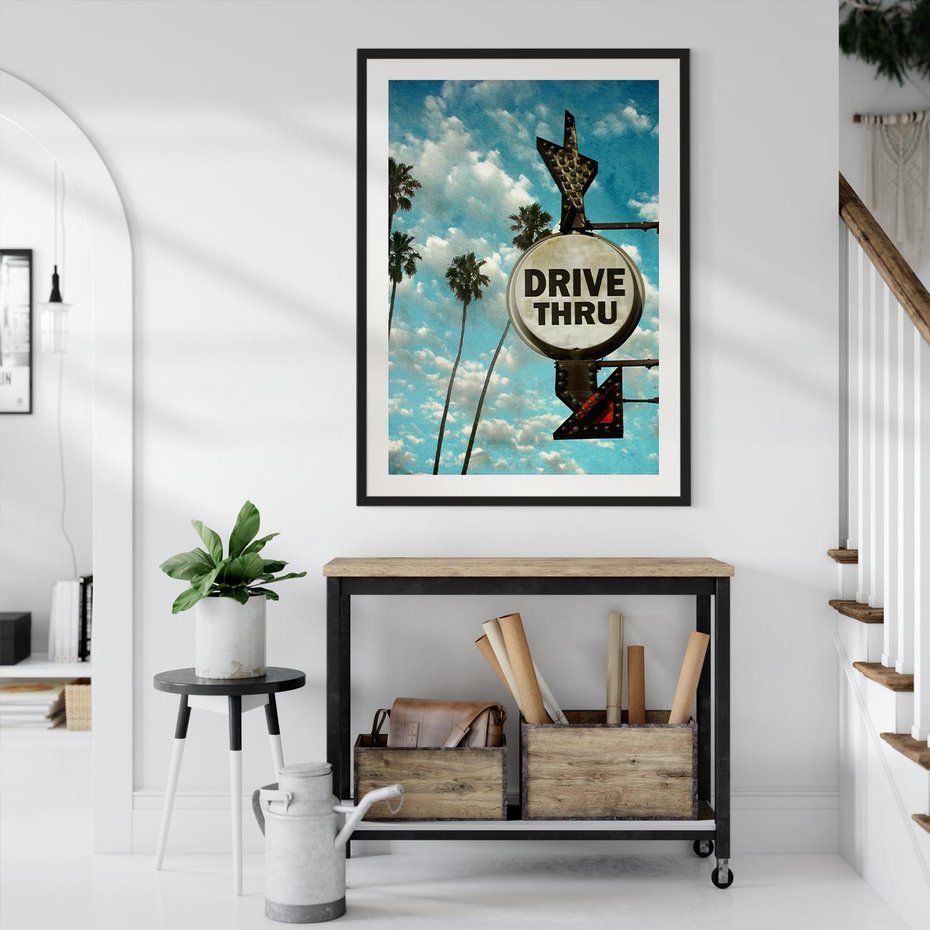 Plakat bez ramy 21x30 - Znaki Palm: Relaksująca Oaza - znak, palmy