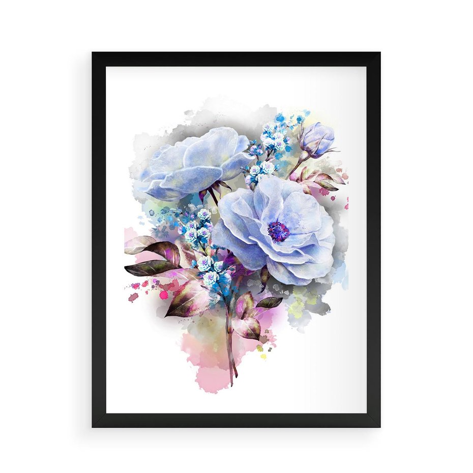 Plakat w ramie 50x70 - Kolorowa Ekspresja - kwiaty, graficzne - rama czarna