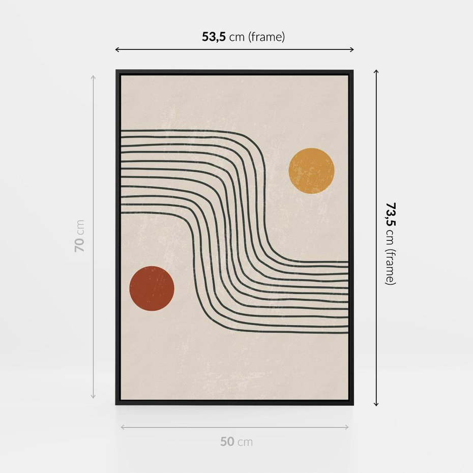 Obraz w ramie 50x70 - Czysta Refleksja - abstrakcyjna sztuka, boho kształty - rama czarna