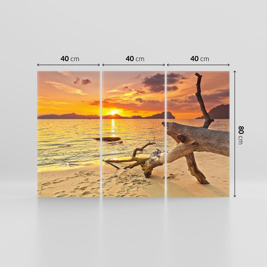 Obraz na płótnie 120x80 - Magia zachodu słońca nad morzem - plaża, morze