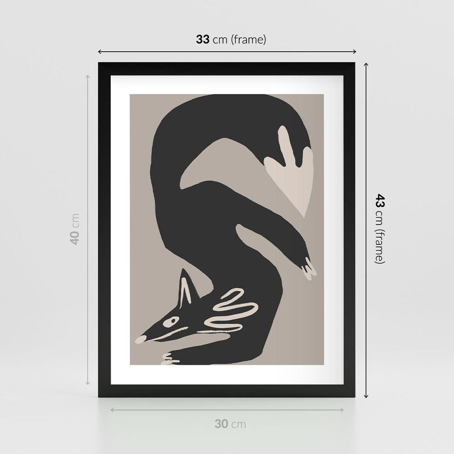 Plakat w ramie 30x40 - Ekspresja Skandynawskiego Światła - skandynawska sztuka, lis - rama czarna