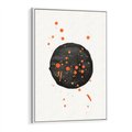 Obraz w ramie 50x70 - Impulsy Kreatywności - abstrakcyjna czarna plama, rozsiane pomarańczowe kropki - rama biała