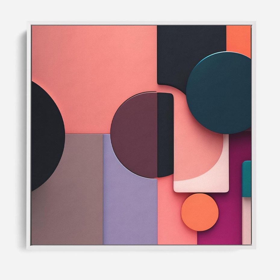 Obraz w ramie 80x80 - Przenikanie przestrzeni czasu - abstrakcja, geometria - rama biała