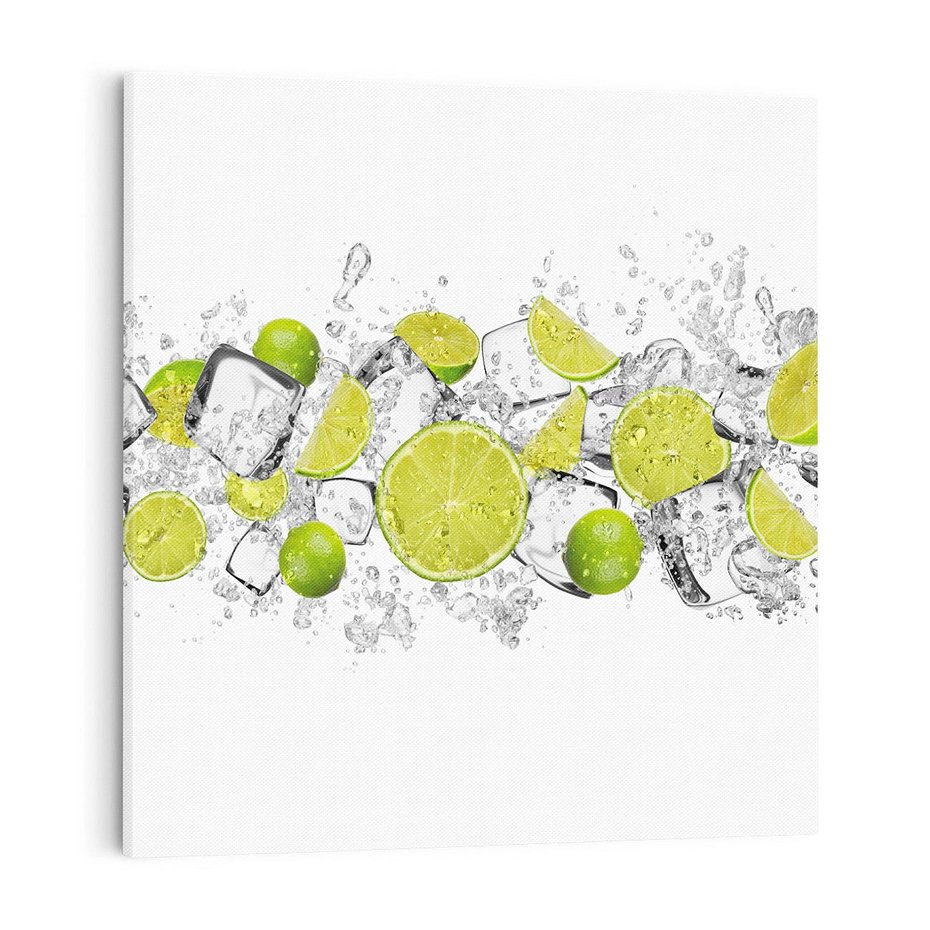 Obraz na płótnie 70x70 - Rześkość i smak - limonki, lód