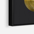 Obraz w ramie 70x100 - Migotliwe Przeniknięcia - złote koła, czarne tło - rama czarna
