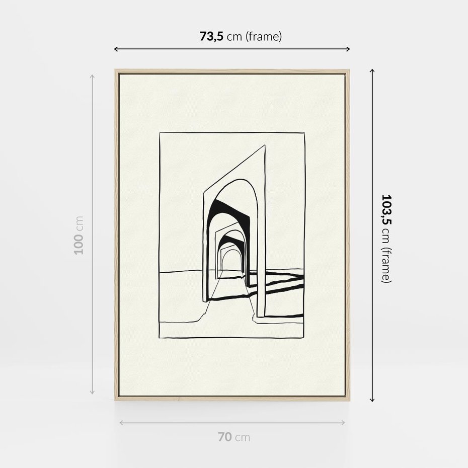 Obraz w ramie 70x100 - Poezja światła i cienia - nowoczesna sztuka, minimalistyczny styl - rama drewno