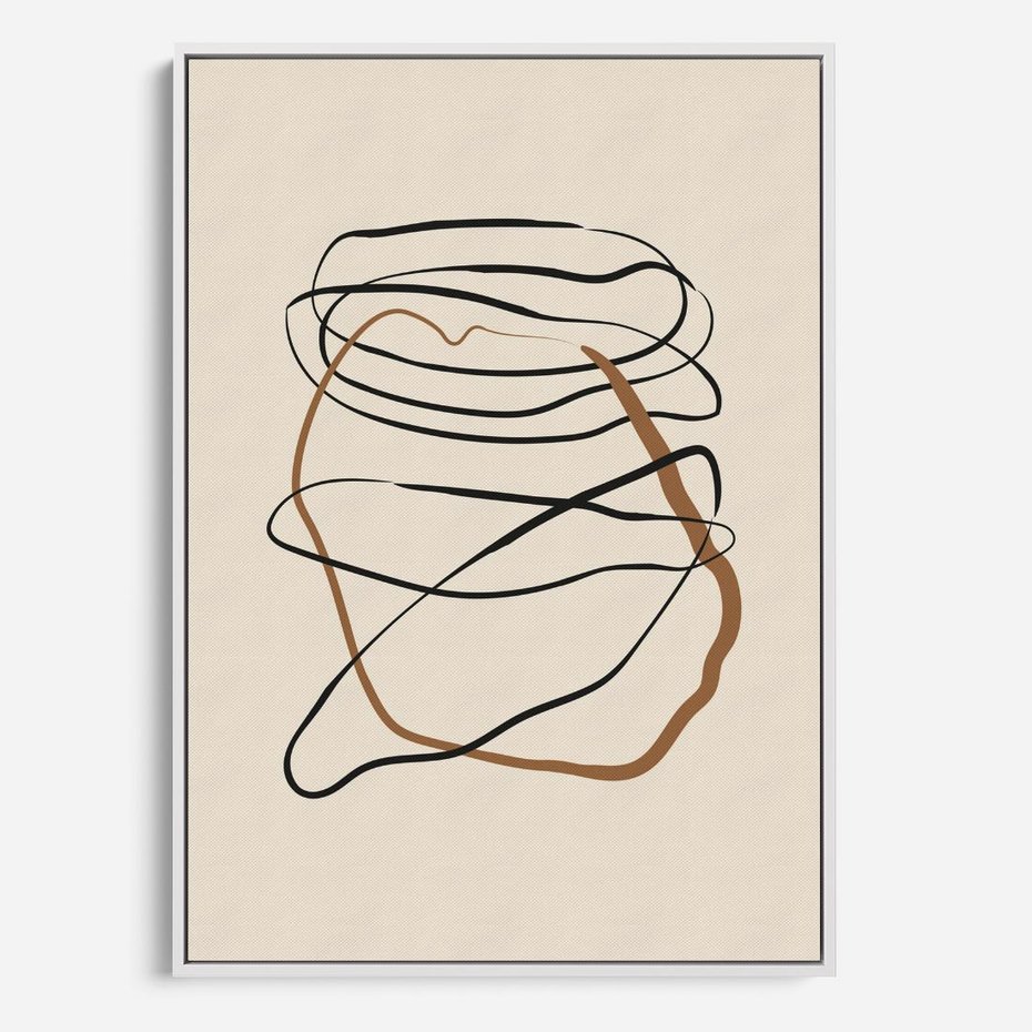 Obraz w ramie 70x100 - Bezczasowe Kontury - abstrakcyjne linie, zaplątane - rama biała