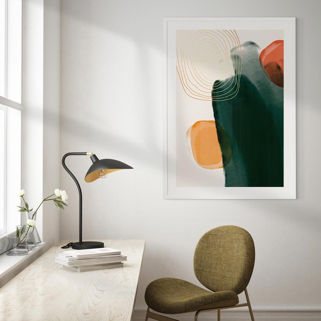 Plakat bez ramy 40x50 - Modernistyczne Spektrum - abstrakcyjna granatowa plama, akwarela