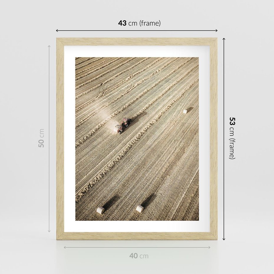 Plakat w ramie 40x50 - Rolnicza Praca - pole, traktor - rama drewno