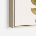 Obraz w ramie 50x50 - Harmonijne Odbicia - geometryczne złote kształty, tekstura - rama drewno