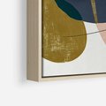 Obraz w ramie 50x50 - Złoto Granatu - abstrakcyjne plamy koloru, złoto - rama drewno