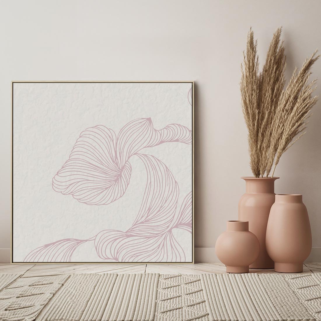 Obraz w ramie 50x50 - Szept marzeń i tajemnic - abstrakcyjne, roślinne ornamenty - rama drewno