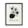 Plakat w ramie 50x70 - Odbicie kwiatowych chwil - kwiaty, typografia - rama czarna
