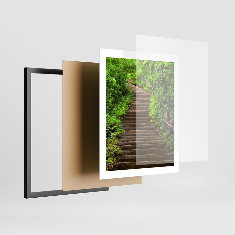 Plakat w ramie 40x50 - Magia Leśnej Ścieżki - ścieżka, w lesie - rama czarna