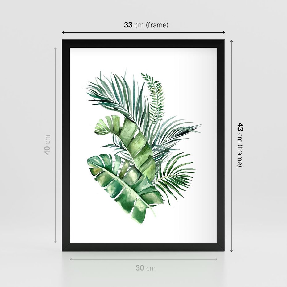 Plakat w ramie 30x40 - Piękno Złotej Rośliny - złote, liście - rama czarna