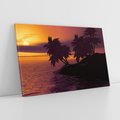 Obraz na płótnie 100x70 - Zachód słońca - Palmy nad morzem - zachód słońca, palmy