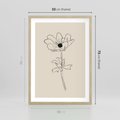 Plakat w ramie 50x70 - Przenikający Dialog - szkic kwiatu, mnimalistyczny szkic - rama drewno