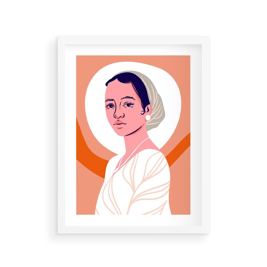 Plakat w ramie 30x40 - Kobieca Harmonia - nowoczesny plakat, styl retro - rama biała