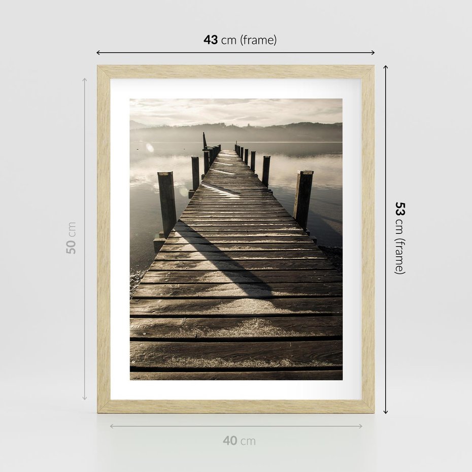 Plakat w ramie 40x50 - Pomost nad jeziorem - pomost, jezioro - rama drewno