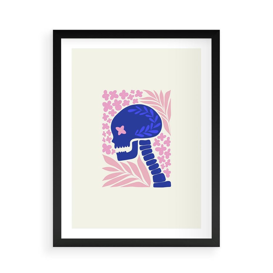 Plakat w ramie 50x70 - Żart z Czaszką - abstrakcja, sztuka nowoczesna - rama czarna