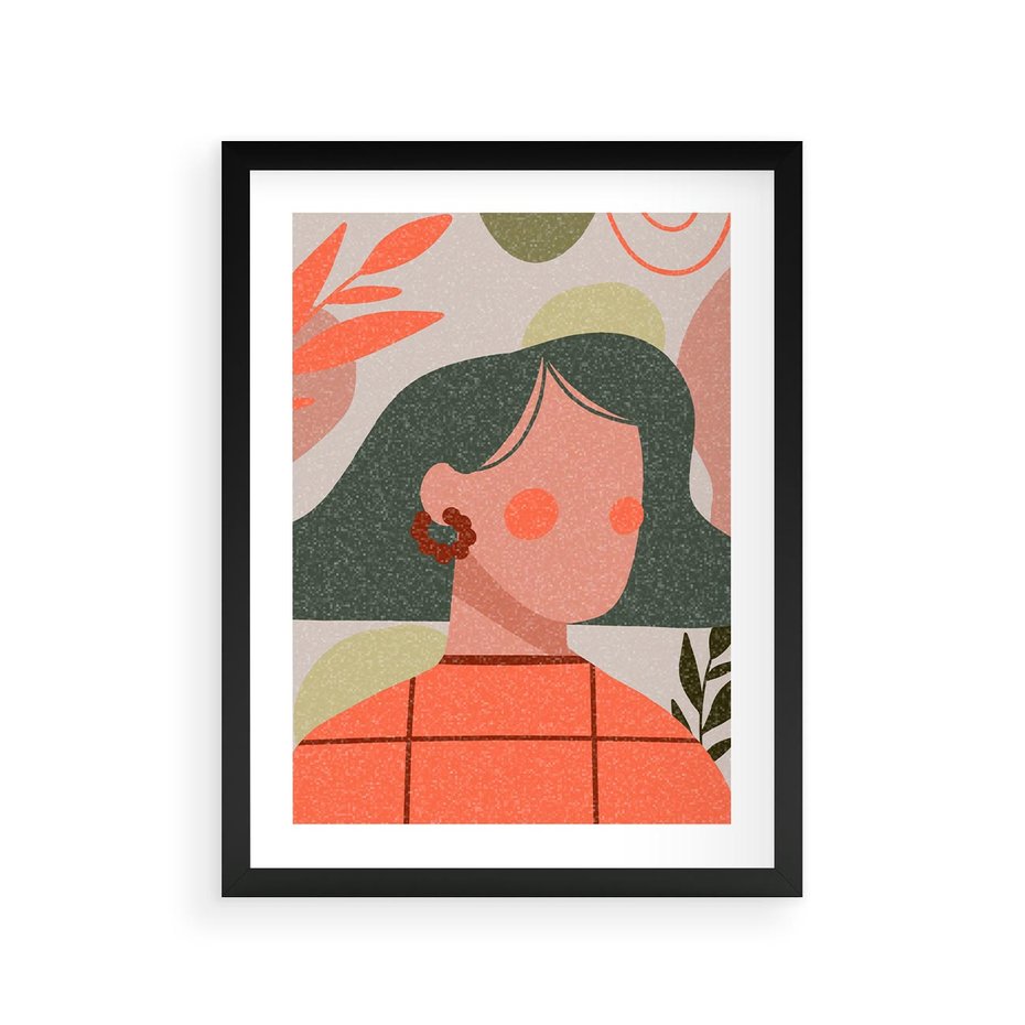 Plakat w ramie 30x40 - Kobiecy Portret Duszy - nowoczesny plakat, styl retro - rama czarna