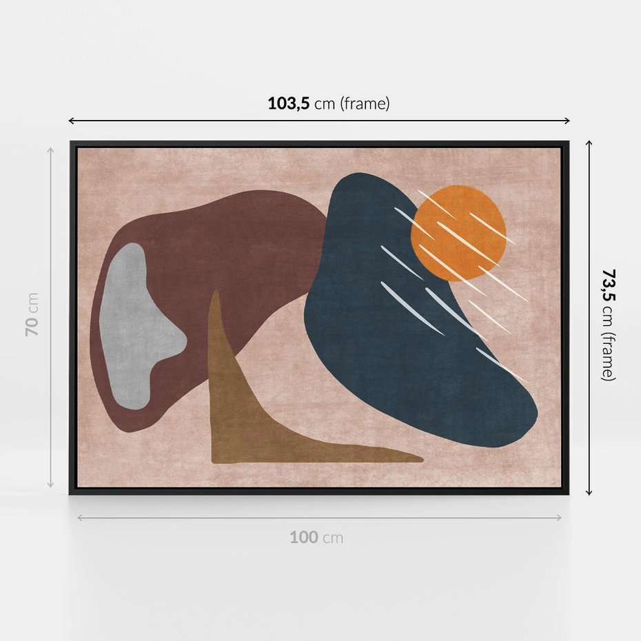 Obraz w ramie 100x70 - Opowieść szepczących pędzli - abstrakcyjne plamy, kształty - rama czarna