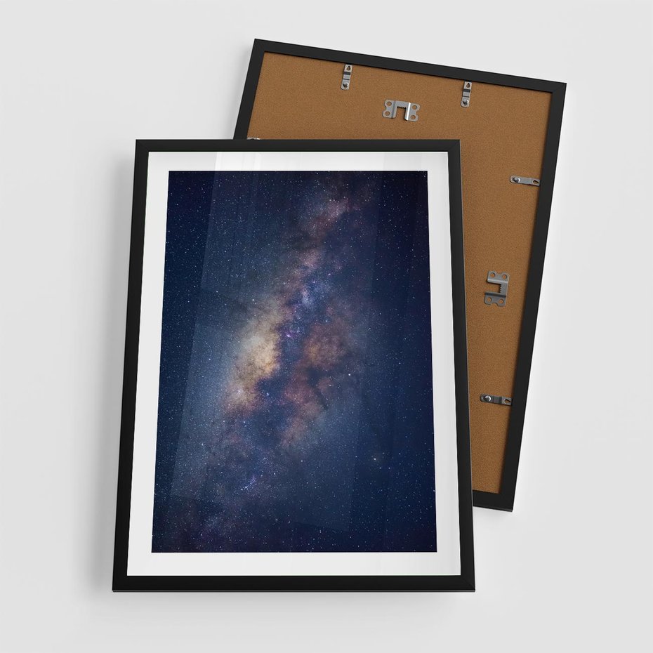 Plakat w ramie 50x70 - Wśród Gwiazd - rozgwieżdzone niebo, droga mleczna - rama czarna