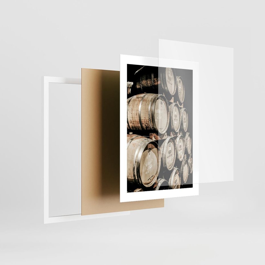 Plakat w ramie 30x40 - Tradycyjne Beczki - beczki, rustykalna fotografia - rama biała
