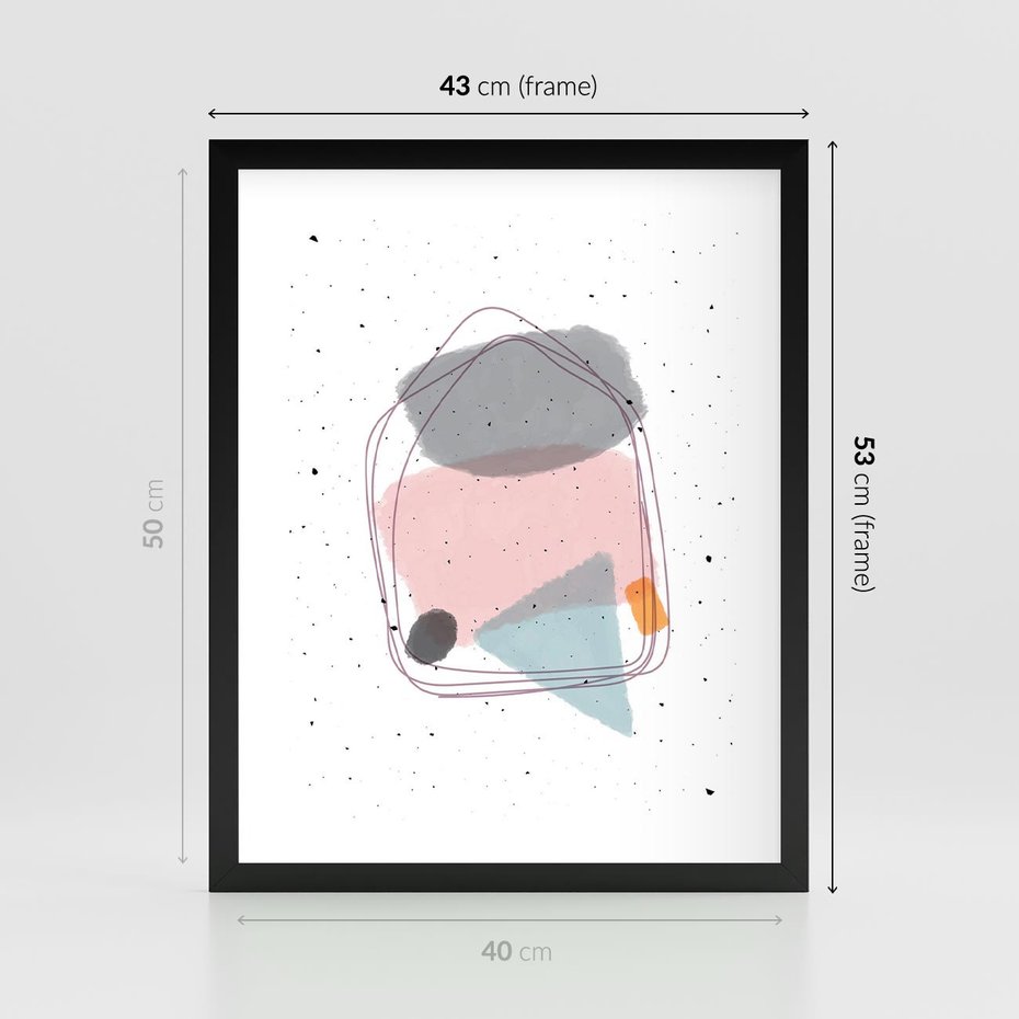 Plakat w ramie 40x50 - Migotliwa Opowieść - abstrakcyjna kompozycja, jak ręcznie malowana - rama czarna