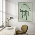 Obraz w ramie 50x70 - Zieleń Inspirującego Spokoju - plakat z abstrakcyjną zieloną lampą, skandynawski design - rama drewno
