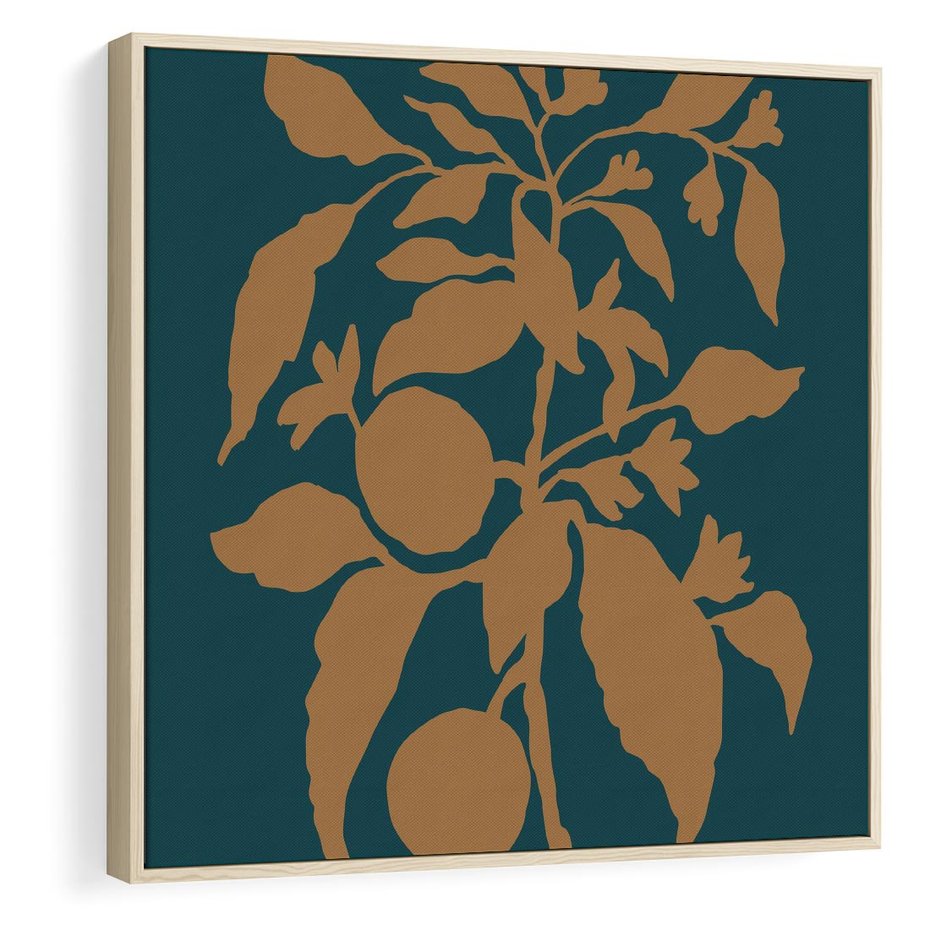 Obraz w ramie 50x50 - Boho Ekspresja Emocji - abstrakcyjna boho grafika, ciemne zielone tłó - rama drewno