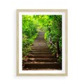 Plakat w ramie 50x70 - Lasowa ścieżka pełna tajemnic - ścieżka, schody - rama drewno