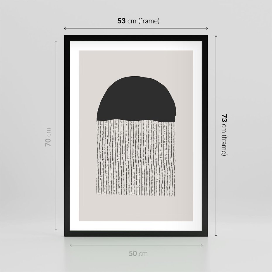 Plakat w ramie 50x70 - Wewnętrzne Widzenia - abstrakcyjna kompozycja, półkole - rama czarna