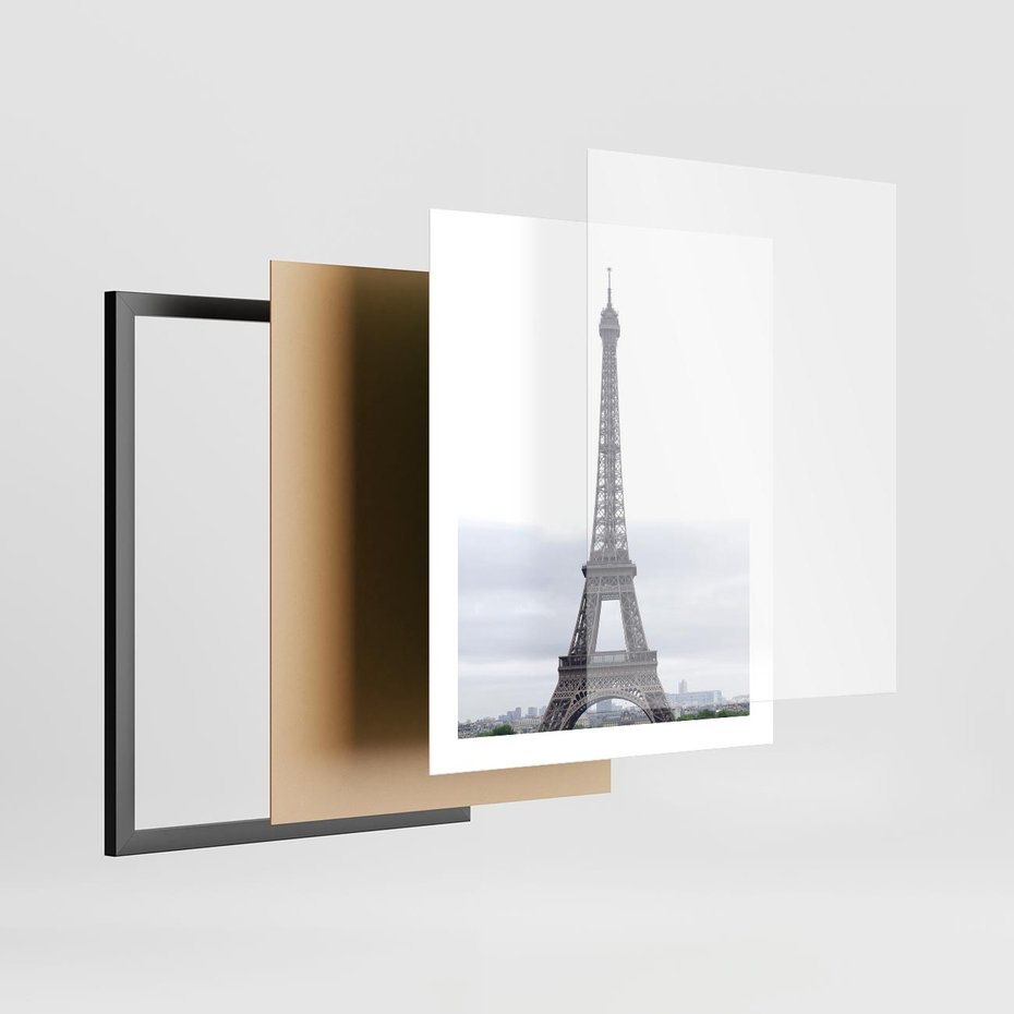 Plakat w ramie 40x50 - Eiffla w mglistym świetle - Eiffla, Paryż - rama czarna