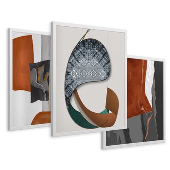 Zestaw obrazy w ramie 40x50 galeria - Abstrakcja, złoto, nowoczesny - rama biała