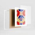 Plakat w ramie 40x50 - Eklektyczny Majestat - wyrazista grafika, mocne kolory czerwień niebieski żółty - rama biała