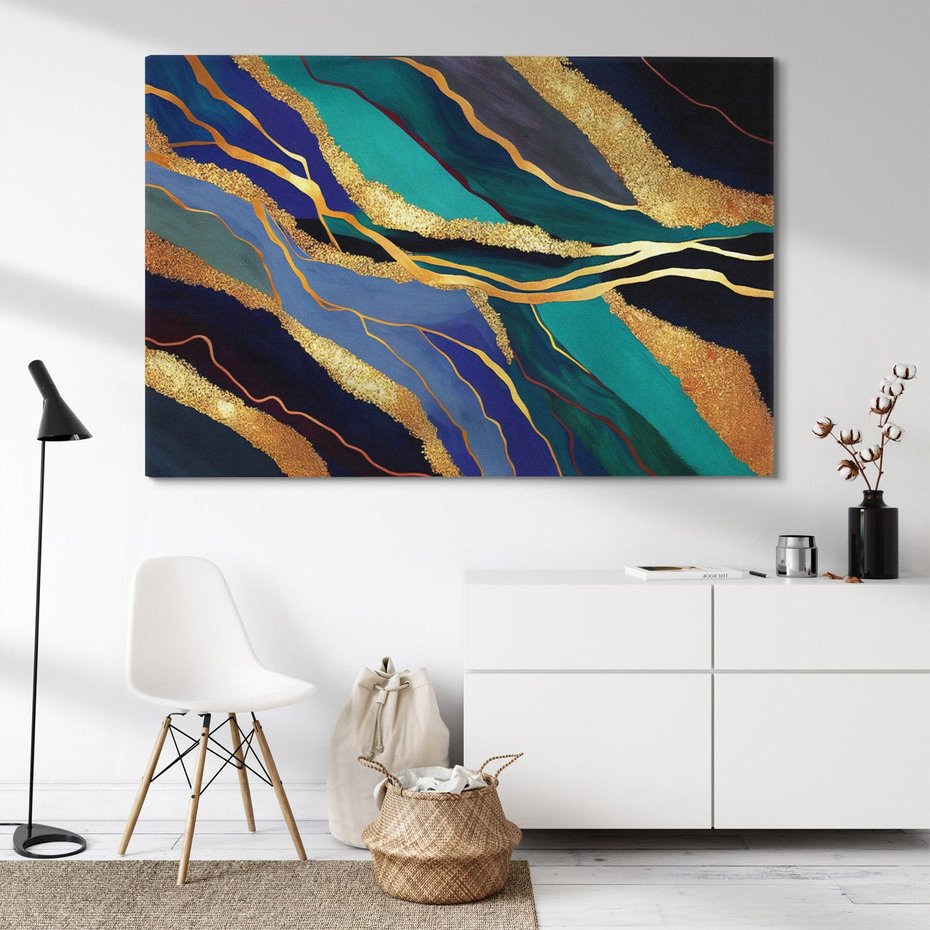 Obraz na płótnie 120x80 - Sztorm malarskich emocji - marmur, abstrakcyjna grafika