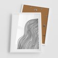 Plakat w ramie 50x70 - Refrakcje Przestrzeni - mnimalistyczna forma, czarne linie - rama biała