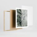 Plakat w ramie 40x50 - Palmy w Zgaszonej Zieleni - palmy, tropikalne liście - rama drewno