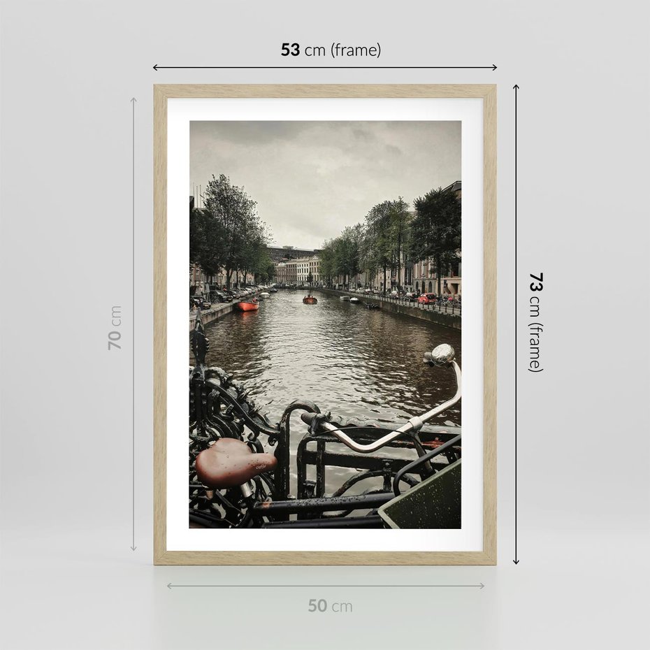 Plakat w ramie 50x70 - Miasto na Wodzie - holenderskie kanały, amsterdam - rama drewno