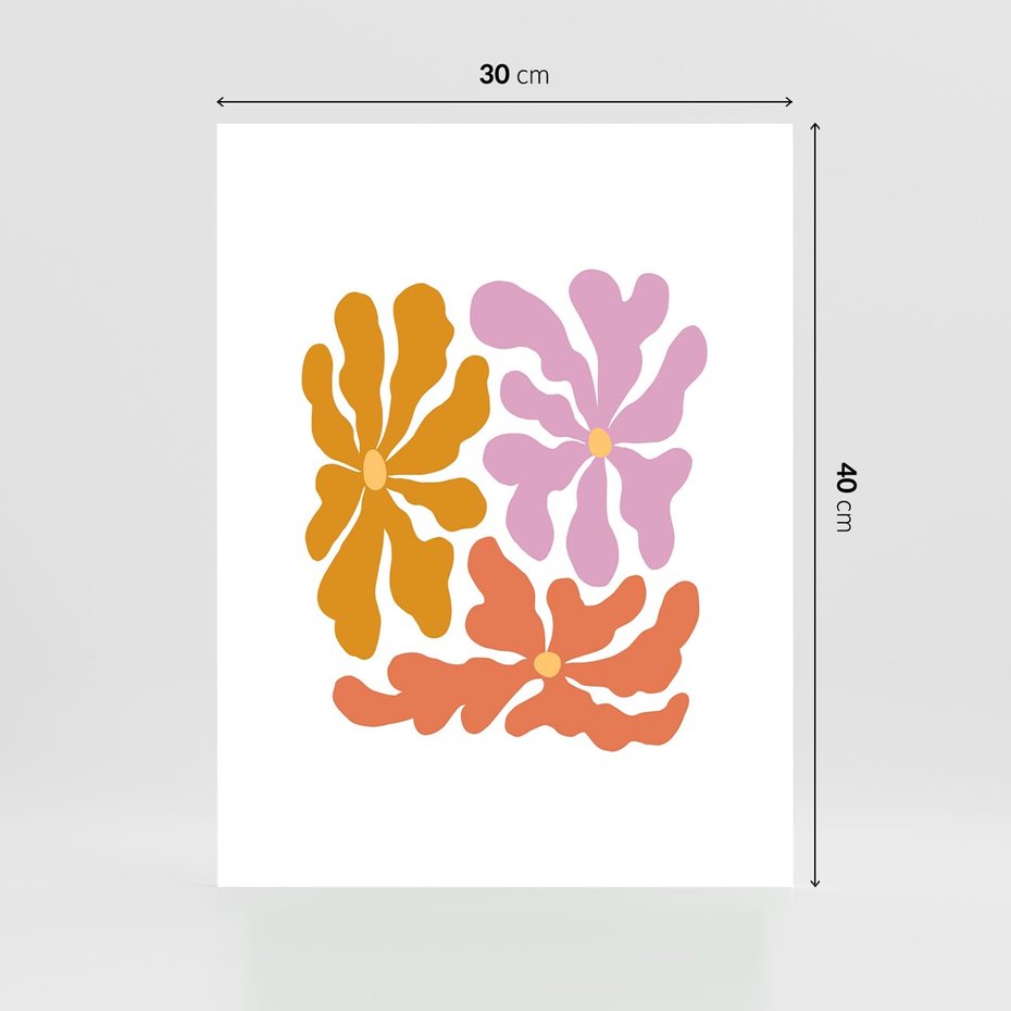 Plakat bez ramy 30x40 - Rozbijające Refleksje - abstrakcyjne kolorowe kwiaty, minimlizm